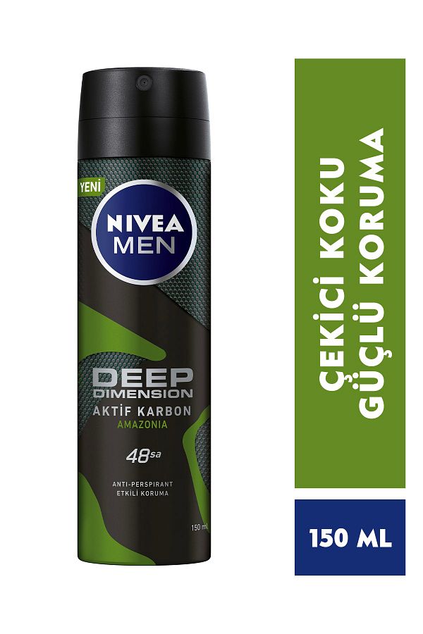 Men Erkek Sprey Deodorant Deep Dimension Amazonia 150ml,48 Saat Anti-perspirant Koruma