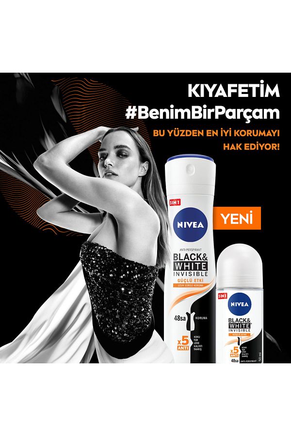 Kadın Sprey Deodorant Black & White Invisible Güçlü Etki 48 Saat Anti-perspirant Koruma 150ml_5