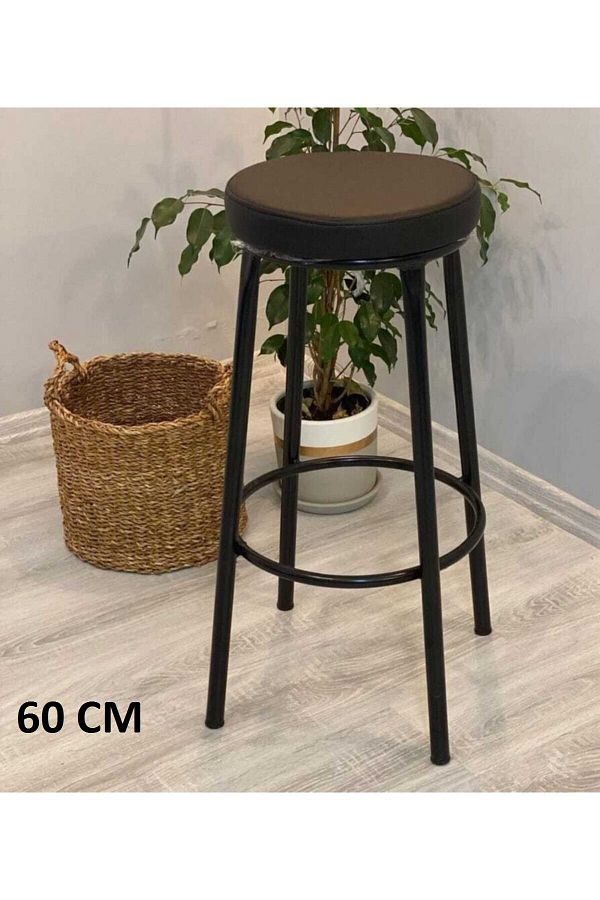 Bar Taburesi Siyah - Siyah Minder - 60 Cm