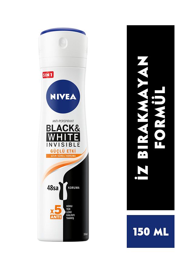 Kadın Sprey Deodorant Black & White Invisible Güçlü Etki 48 Saat Anti-perspirant Koruma 150ml