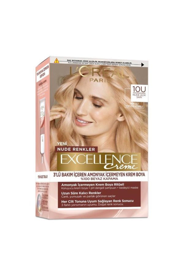 L’oréal Paris Excellence Creme Nude Renkler Saç Boyası - 10u Nude Açık Sarı