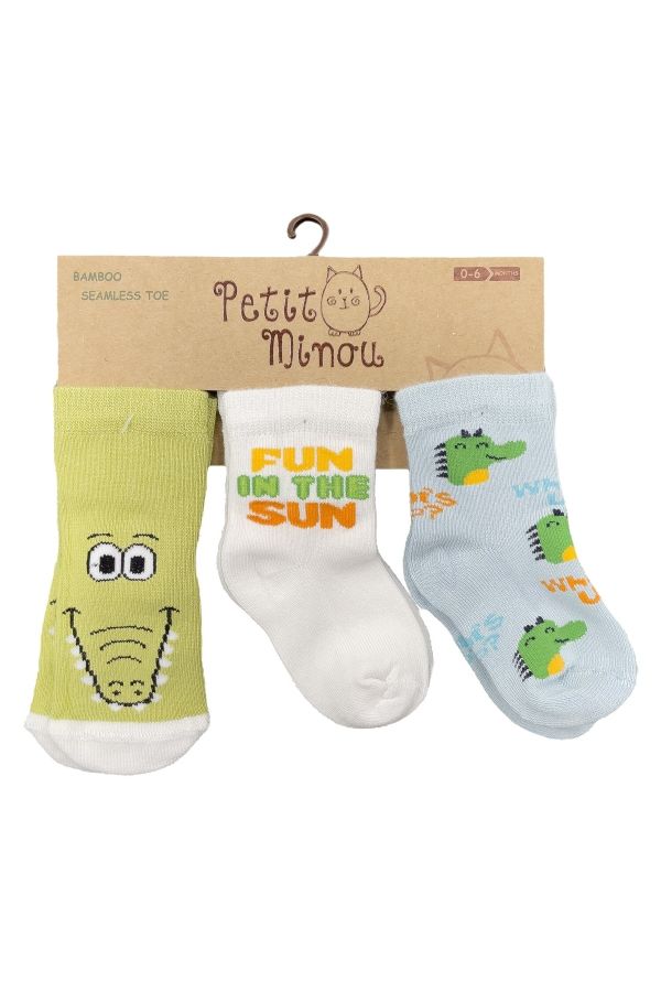3'lü Fun Crocodle Bebek Çorabı 2155