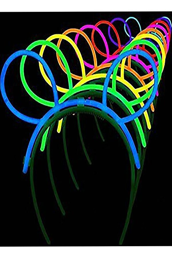 1 Adet Neon Fosforlu Parti Taçı Karanlıkta Parlayan Glow Stick Headband Parti Dolabı