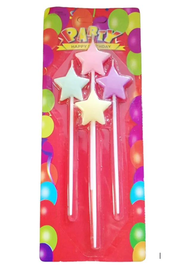 4lü Paket Pasta Üstü Uzun 15cm Mum
