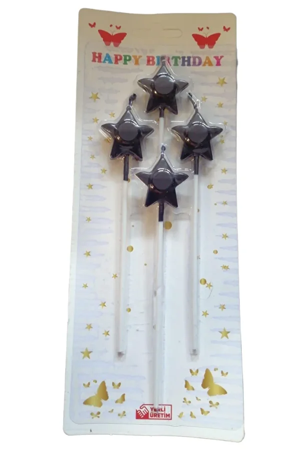 4lü Paket Pasta Üstü Uzun 15cm Mum