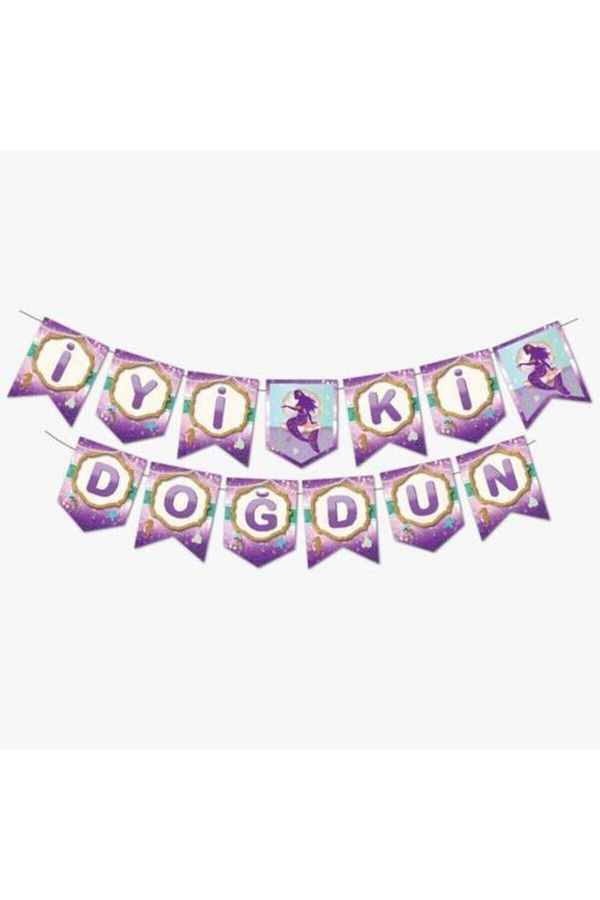 2 Adet Deniz Kızı Temalı Iyi Ki Doğdun Zigzag Banner Yazı