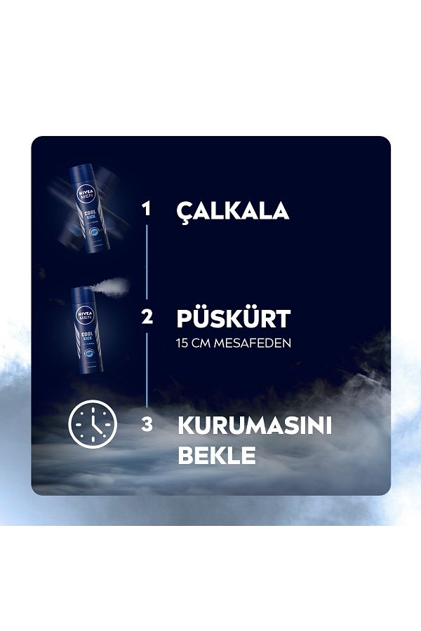 Men Erkek Sprey Deodorant Cool Kick 48 Saat Anti-perspirant Koruma 150ml,serinleten Ferahlık_5