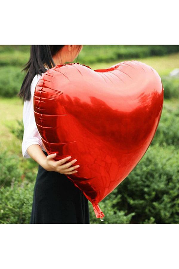 1 Adet 80cm Kırmızı Kalp Büyük Boy Folyo Balon