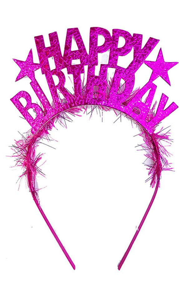 Parti Fuşya Renk Happy Birthday Yazılı Eva Doğum Günü Parti Tacı