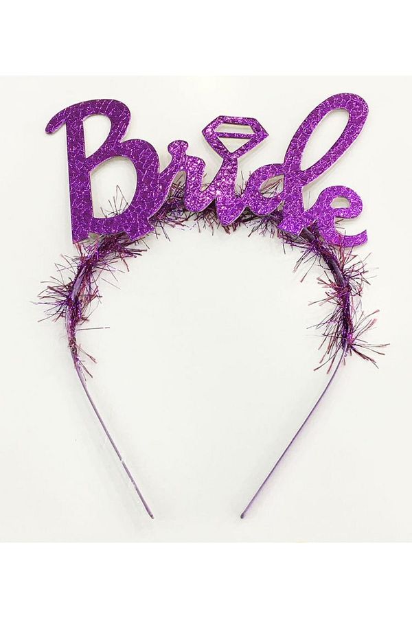 Parti Mor Renk Bekarlığa Veda Italik Yazı Alyanslı Bride Taç