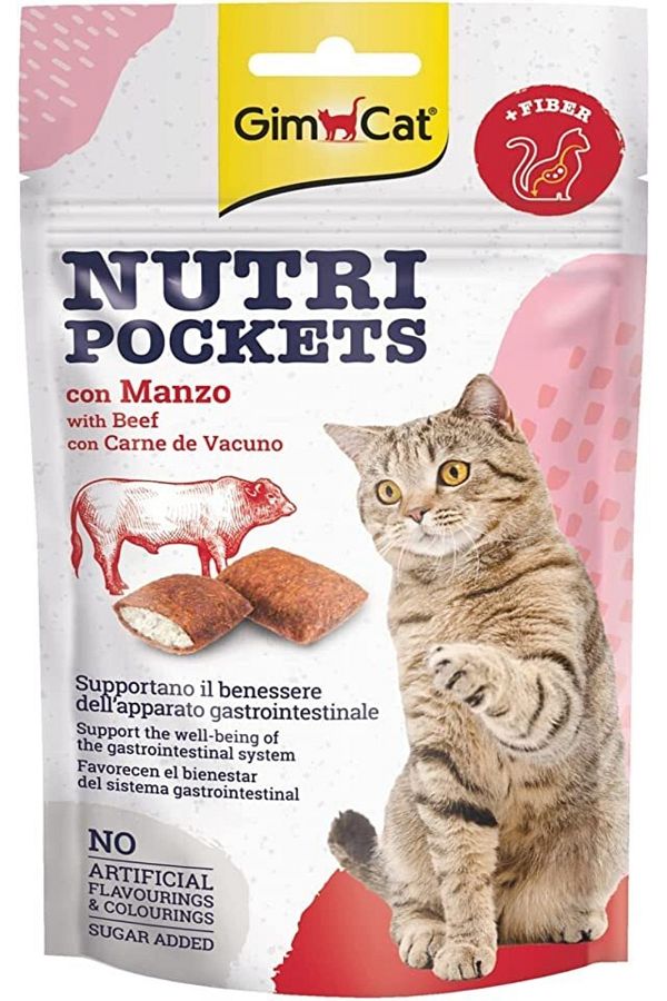Gimcat Nutripockets Kedi Ödülü Biftek Malt, 60 Gr