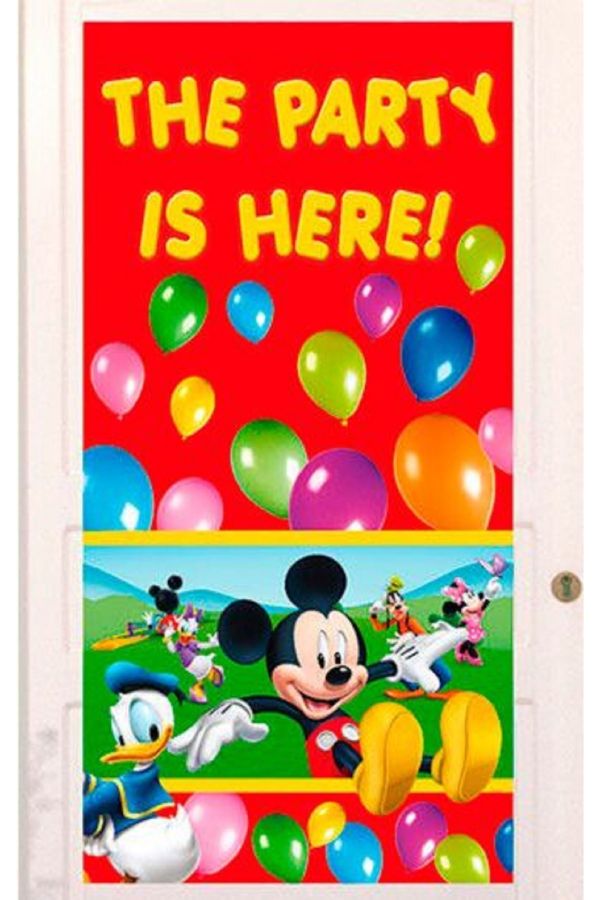 Mickey Mouse Parti Burada Doğum Günü Duvar Veya Kapı Afişi Giriş Bannerı Işareti 152cm X 76cm_1