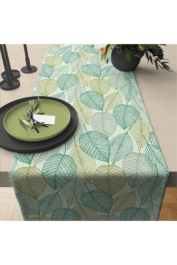 Geometrik Yaprak Desenli 50x140 Cm Runner