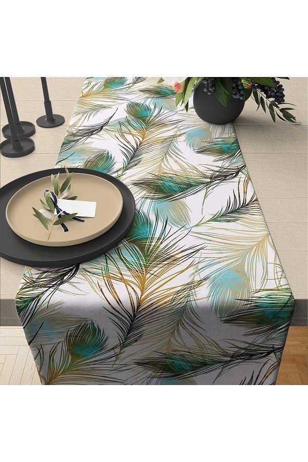 Ince Dallı Yaprak Desenli 50x140 Cm Runner