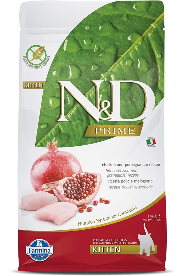 N&d Prime Kuru Kedi Maması, Tahılsız, Tavuk Ve Narlı, Yavru Kedi, 1.5 Kg