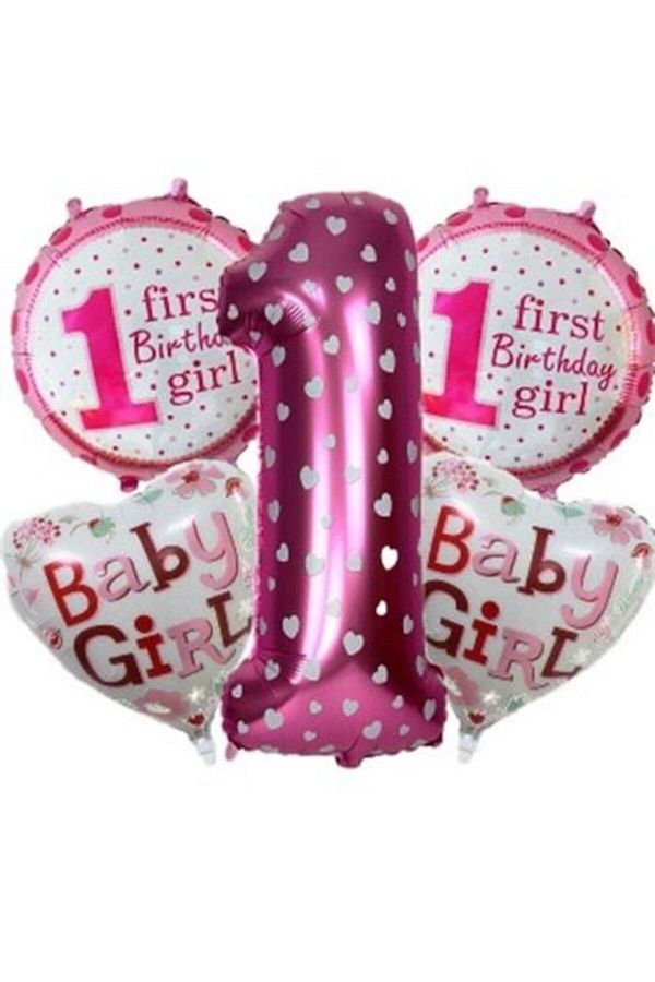 1 Yaş Pembe Folyo Balon Seti