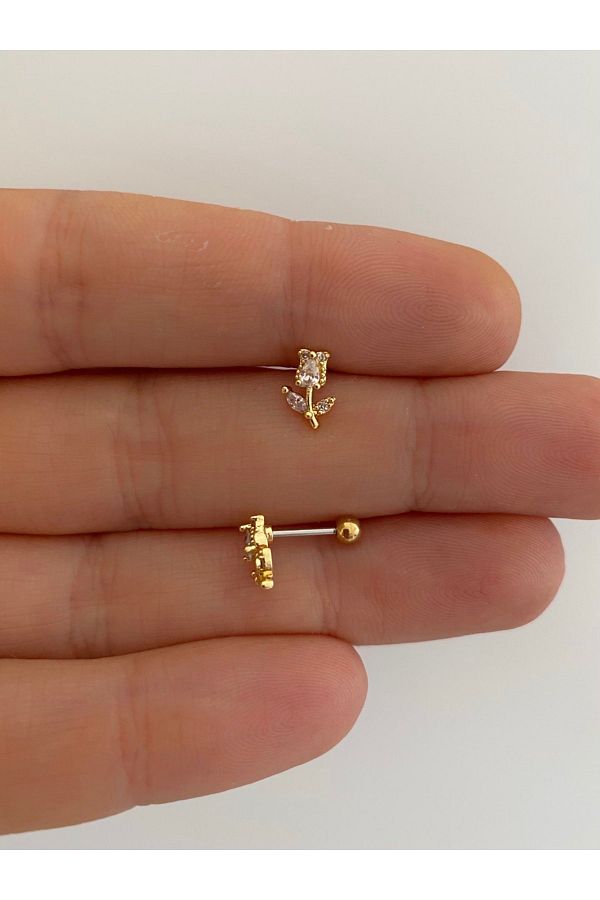 Cerrahi Çelik Tragus Helix Lobe Conch Uyumlu Piercing Küpe ARES COLLECTION