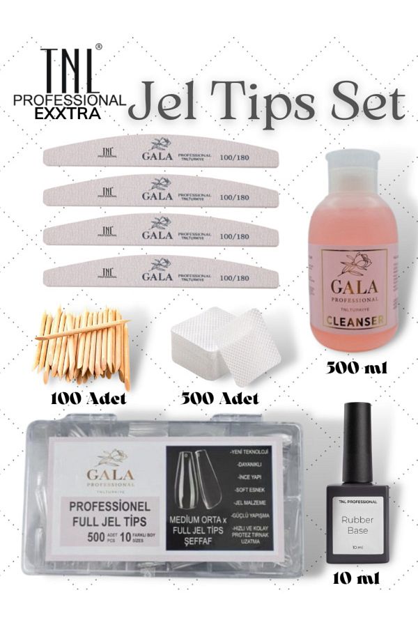 Tnl Exxtra Tips Set Jel Tips X Rubber Base Cleanser Tüysüz Peçete Törpü