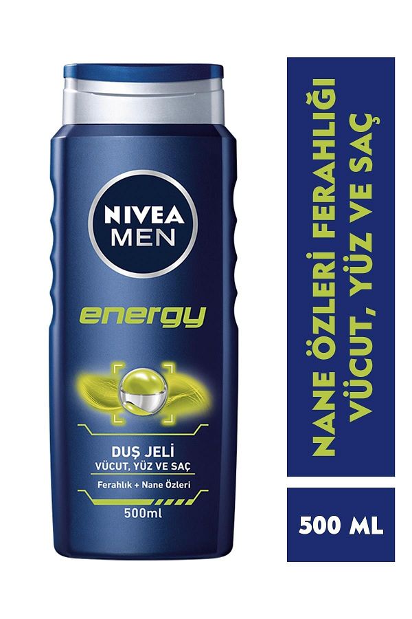 Men Energy Duş Jeli 500ml, 3'ü 1 Arada Komple Bakım, Vücut, Saç Ve Yüz Için