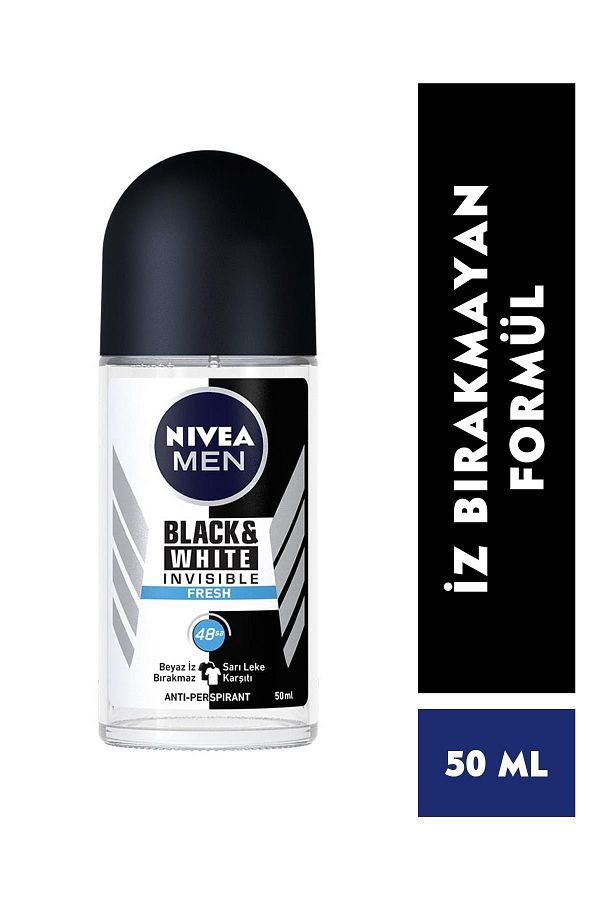 Men Erkek Roll On Deodorant Black&white Fresh,48 Saat Anti-perspirant Koruma,50ml