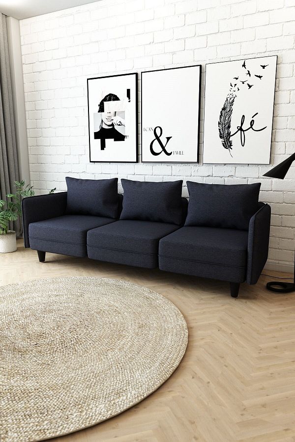 Miro Lacivert Renk Modüler 3lü Kanepe Cpt8513-210 Woodesk