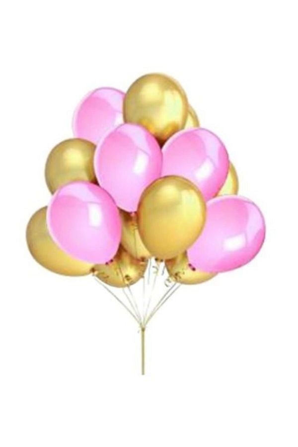25 Adet Metalik Sedefli (Gold Altın Sarısı -pembe) Karışık Balon