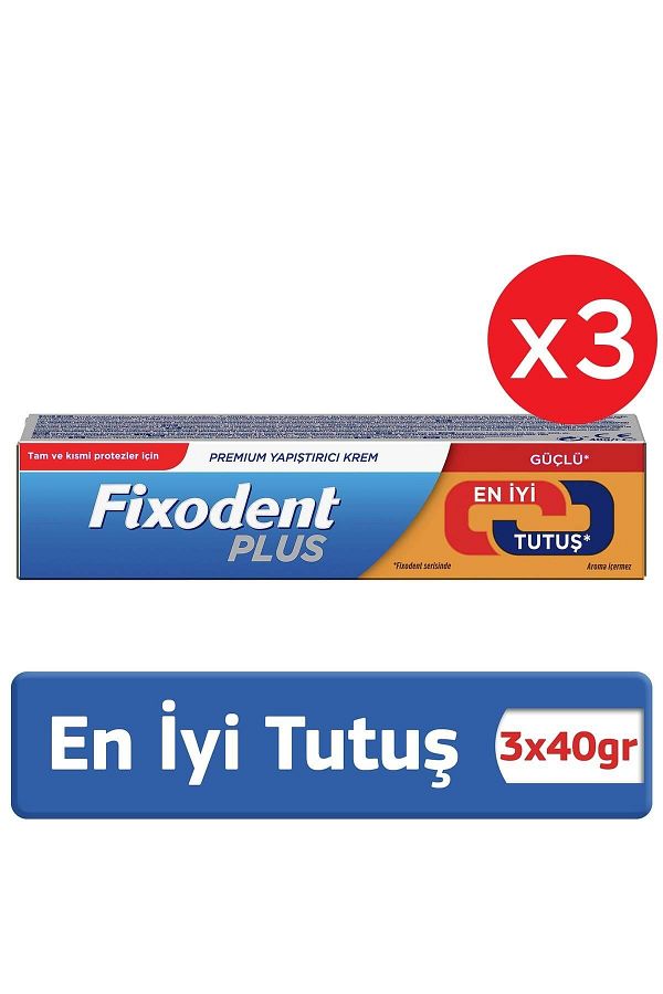 Plus En Iyi Tutuş Diş Protez Yapıştırıcı Krem 40 gr X 3 Adet