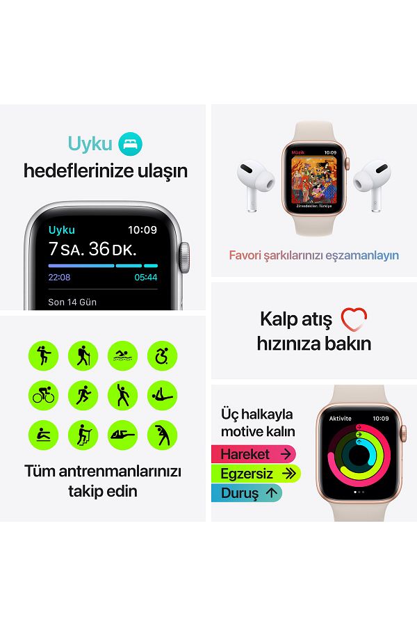 Apple Watch Se Gps + Cellular, 40mm Silver Aluminium Case With Abyss Blue Sport Band - Regular - Görsel 7