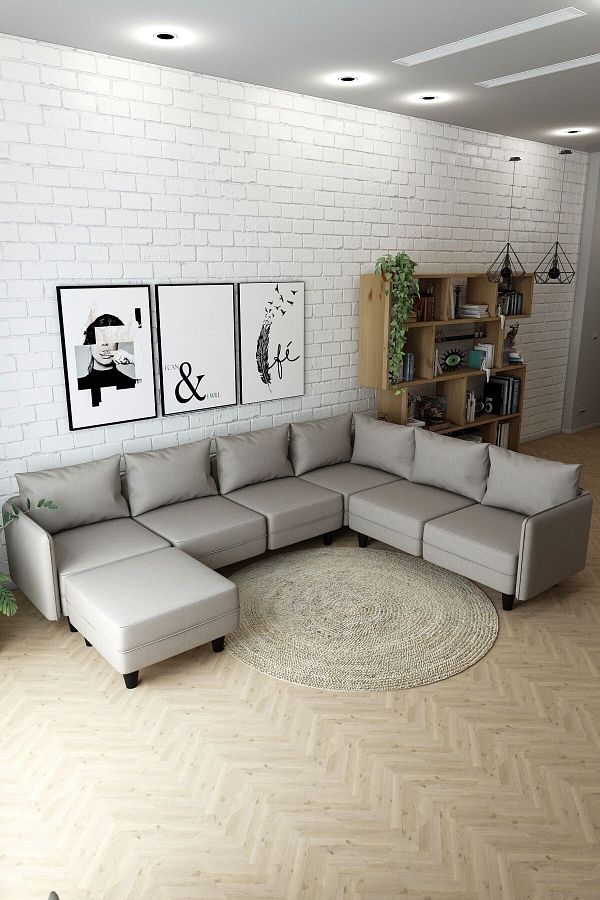 Miro Bej Renk U Köşe Koltuk Cpt8510-292 Woodesk
