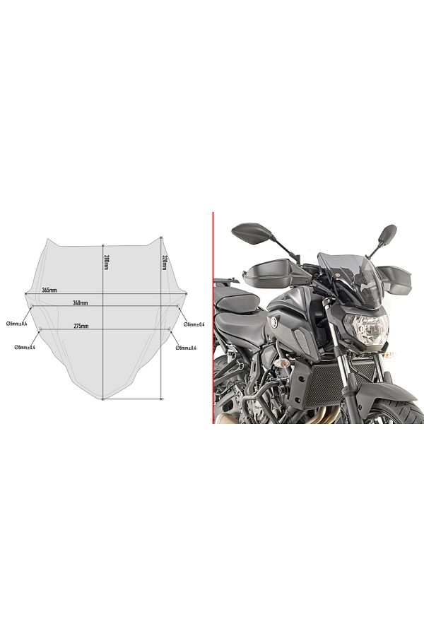 Gıvı A2140 Yamaha Mt-07 Uyumlu  (18-20) Rüzgar Siperlik
