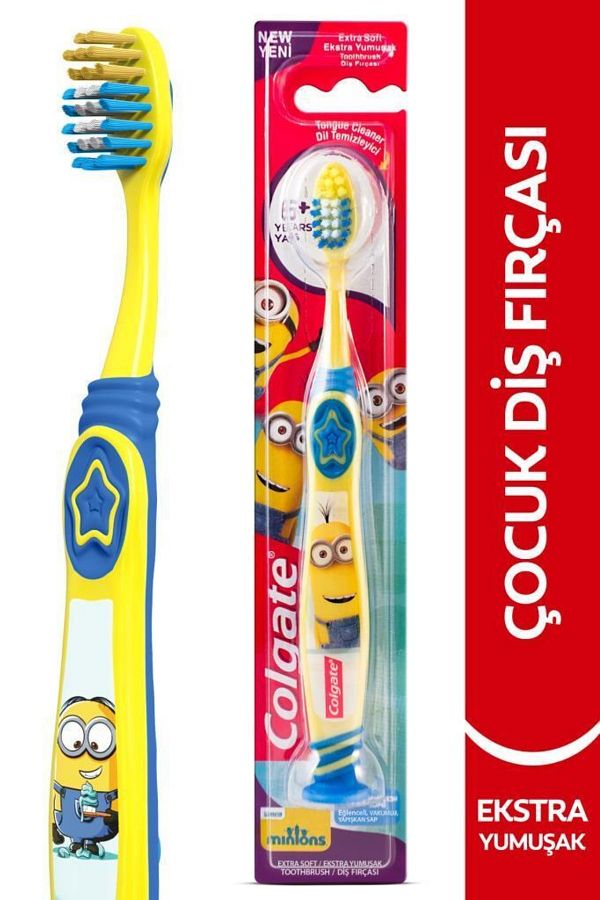 Minions 6+yaş Vakumlu Yapışkan Sap Ekstra Yumuşak Çocuk Diş Fırçası