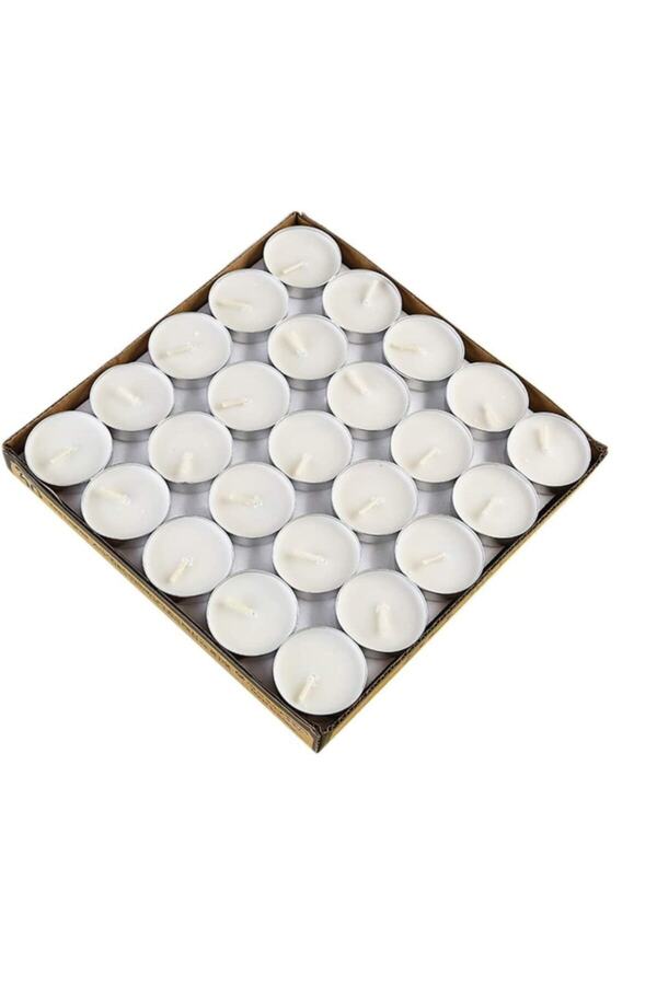 Sevgililer Günü 50 Adet Beyaz Yuvarlak Tealight Mum