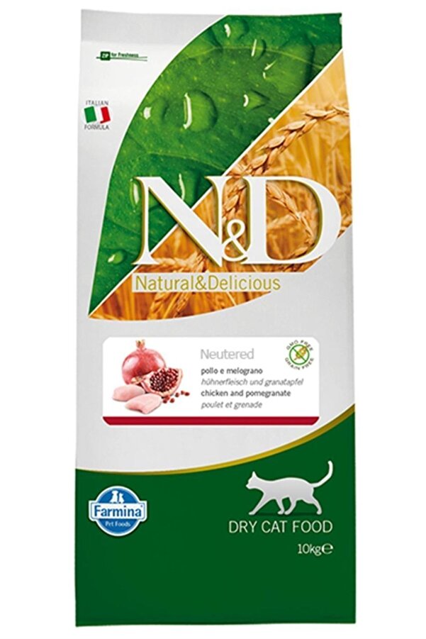 Nd Tahılsız Tavuk Narlı Kısırlaştırılmış Yetişkin Kedi Maması 10 Kg