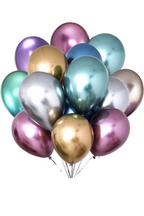 Karışık Renk Krom Balon 20 Adet