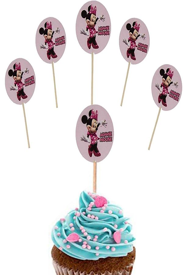 20 Adet Minnie Mouse Pembe Pasta Muffin Cupcake Sunum Kürdanı Parti Dolabı