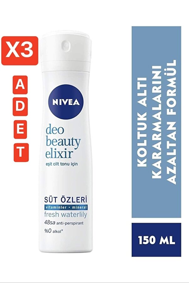 Kadın Sprey Deodorant Beauty Elixir Fresh Waterlily 150ml 4005900702173 X 3adet