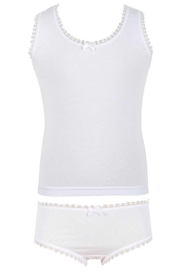 Geniş Askılı Atlet Slip Takım Beyaz