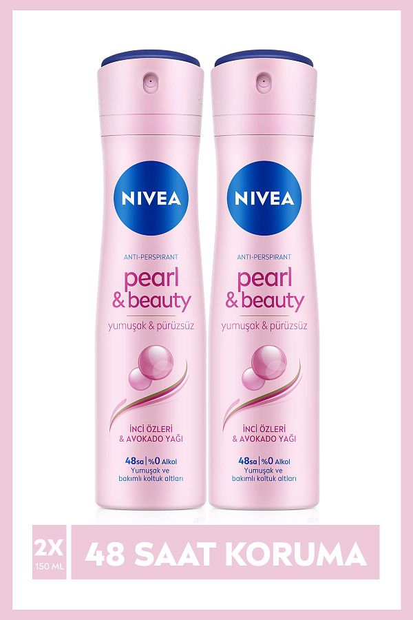 Kadın Sprey Deodorant Pearl & Beauty 150ml X2 Adet, 48 Saat Anti-perspirant Koruma
