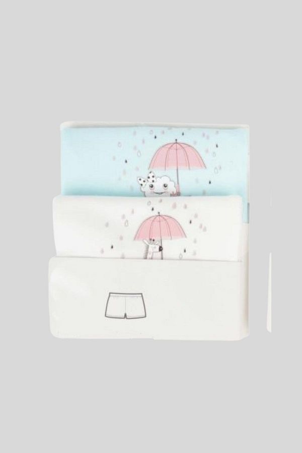 Rain 2'li Kız Boxer Set Ekru-mavi
