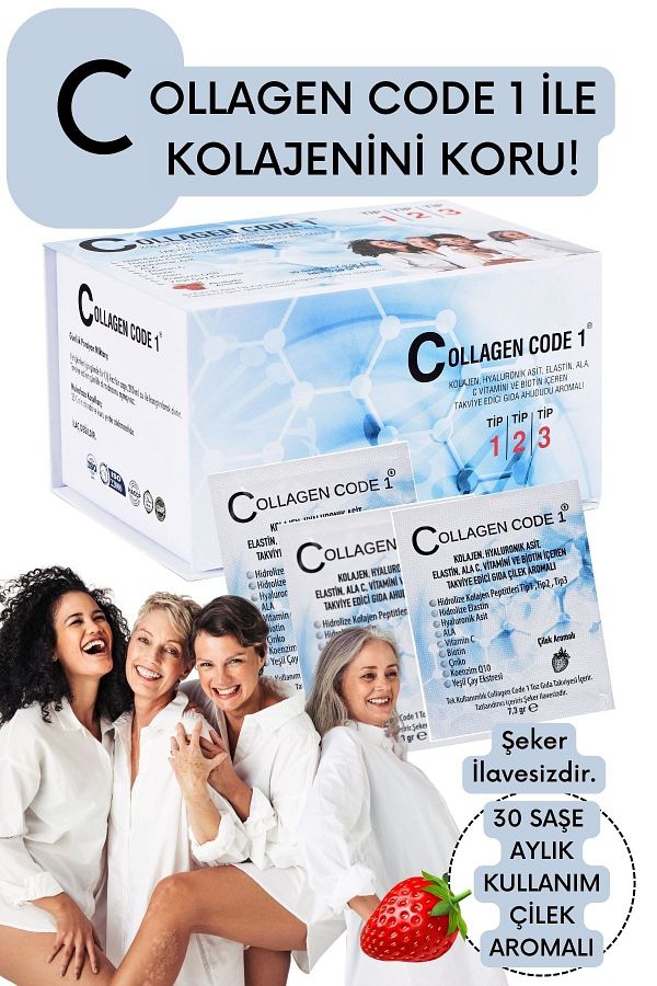 Collagen Code1 Tip1 Tip2tip3 Hidrolize Kolajen+hyaluronik Asit+c Vitamini Içeren Gıda Takviyesi
