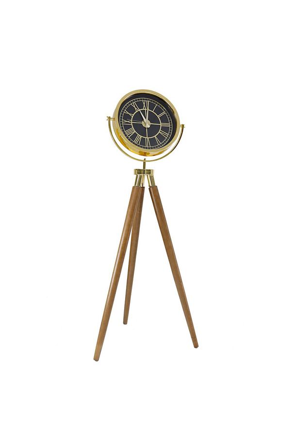 Ahşap Ayaklı Tripod Gold Saat Desi Concept