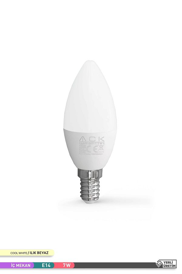 7w Led Mum Ampul 4000k Ilık Beyaz E14 C37 Haksat