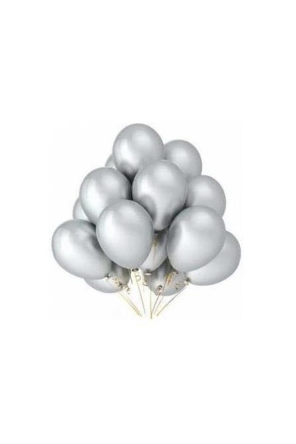 10 Adet Gümüşi Metalik Balon 12 Inç