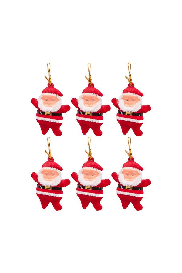 1 Paket Yılbaşı Çam Ağacı Süsü Noel Baba 6'lı