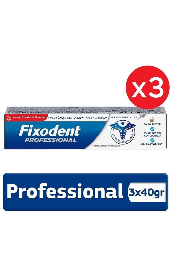Professional Diş Protez Yapıştırıcı Krem 40gr x 3 Adet