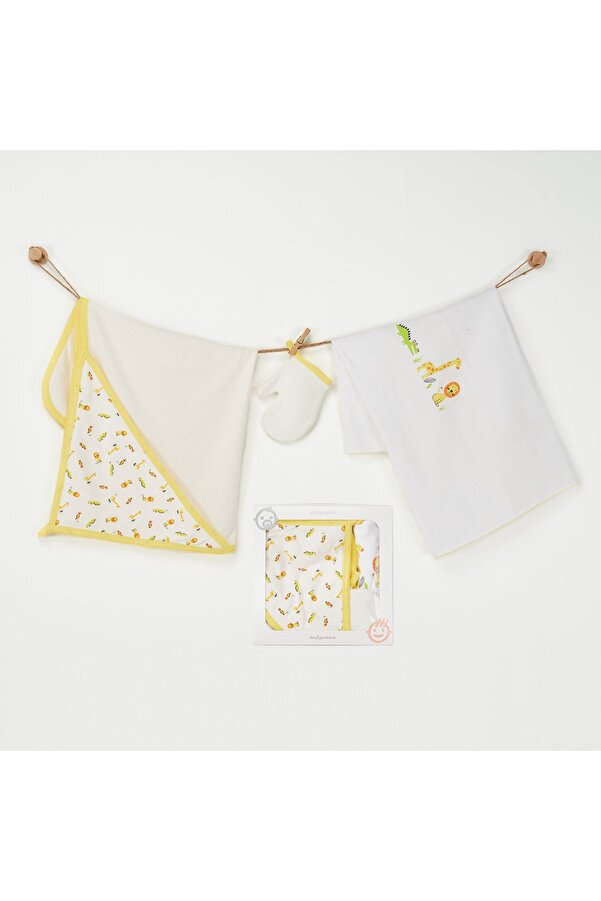 Bebek Havlu Takım 3 Pcs Towel Muslın Set Cute Curocodıle İlke Bebe