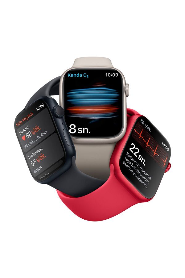Apple Watch Series 8 45mm GPS Kırmızı Alüminyum Kasa ve Spor Kordon - Regular (Apple Türkiye Garantili) - Görsel 5
