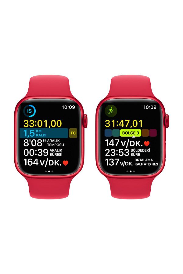 Apple Watch Series 8 45mm GPS Kırmızı Alüminyum Kasa ve Spor Kordon - Regular (Apple Türkiye Garantili) - Görsel 7