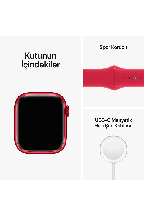 Apple Watch Series 8 GPS + Cellular 41mm (PRODUCT)RED Alüminyum Kasa ve Spor Kordon - Regular - Görsel 9