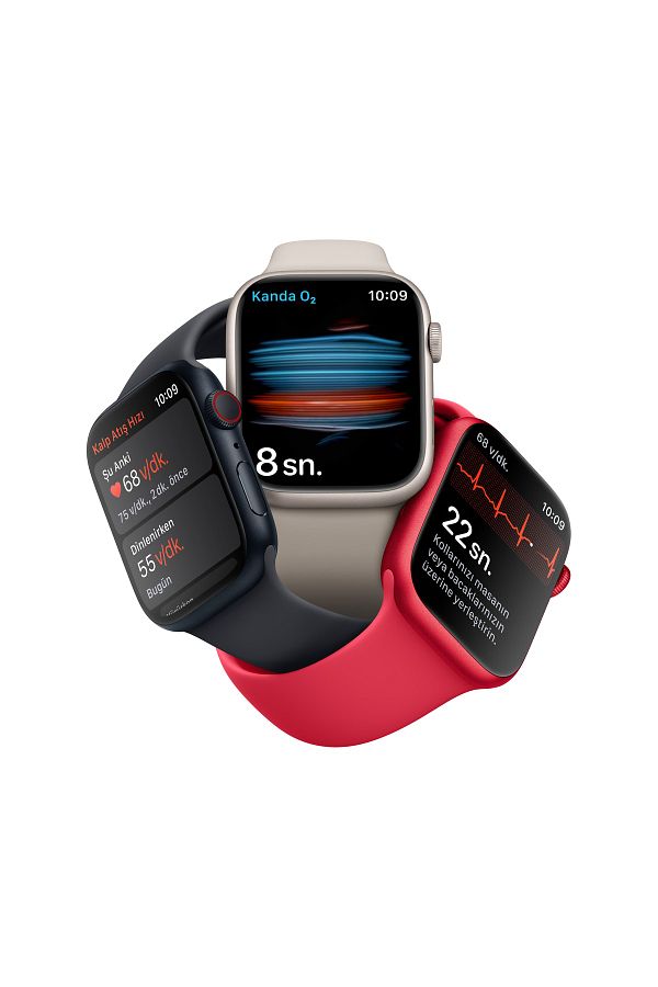 Apple Watch Series 8 GPS + Cellular 41mm Gümüş Paslanmaz Çelik Kasa ve Beyaz Spor Kordon - Regular - Görsel 5